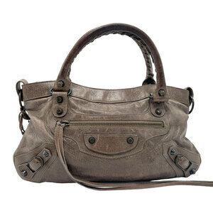 Balenciaga The First Leather Shoulder Bag Brown